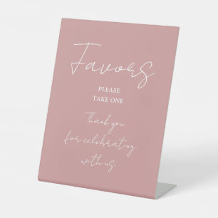 Dusty Rose Pink Minimalist Elegant Script Favours Pedestal Sign