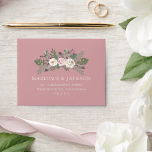 Dusty Rose Pink Moody Floral Boho Wedding Envelope