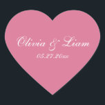 Dusty Rose Pink Name Date Elegant Wedding Heart Sticker<br><div class="desc">Dusty pink wedding stickers for your wedding invitations,  thank you notes and all your mailings.</div>
