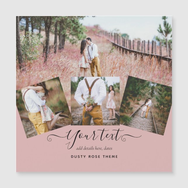 Dusty Rose Pink Newlyweds Wedding PHOTO Gift (Front)