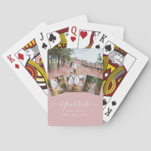 Dusty Rose Pink Newlyweds Wedding PHOTO Gift Playing Cards
