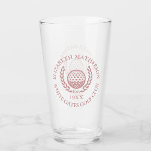 Dusty Rose Pink Personalized Golf Club Name Glass