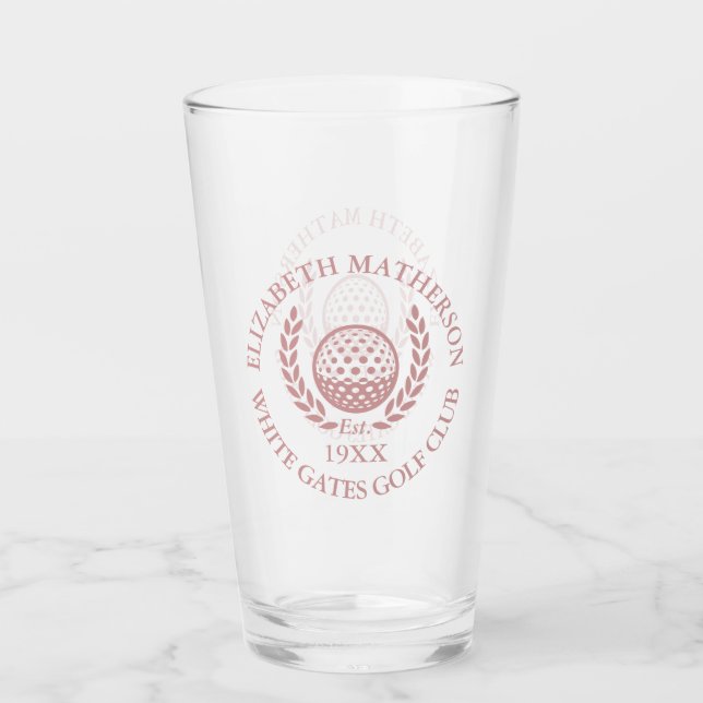 Dusty Rose Pink Personalized Golf Club Name Glass (Front)