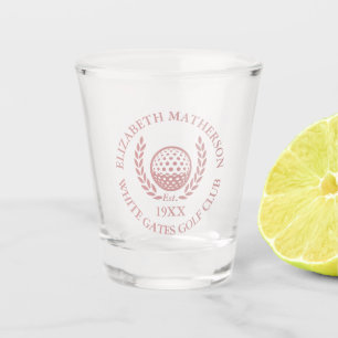 Dusty Rose Pink Personalized Golf Club Name Shot Glass