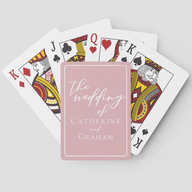 Dusty Rose Pink Personalized Wedding Playing Cards (Back)