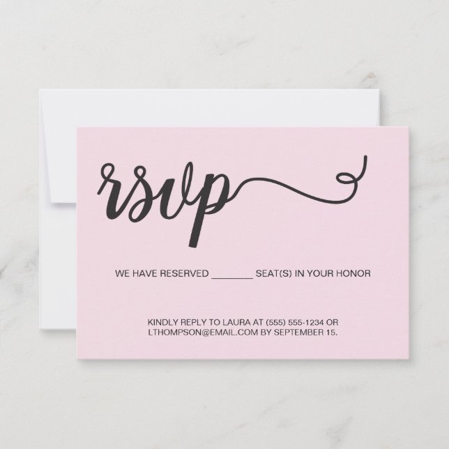 Dusty Rose Pink RSVP Reserved Seat wedding (Front)