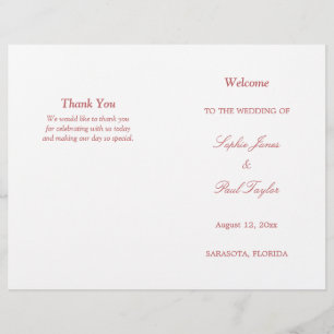 Dusty Rose Pink Script Bi-Fold Wedding Program