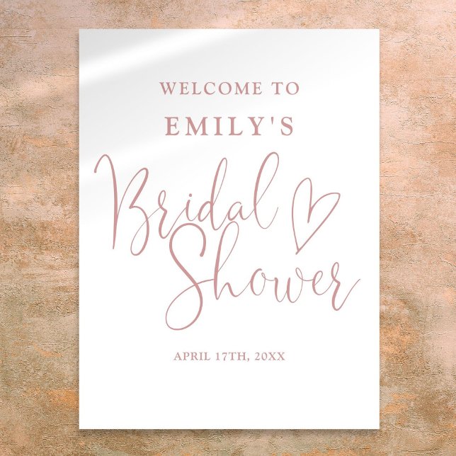 Dusty Rose Pink Script Bridal Shower Welcome Sign (Dusty Rose Pink Script Bridal Shower Welcome Sign)
