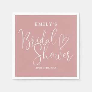Dusty Rose Pink Script Calligraphy Bridal Shower Napkin