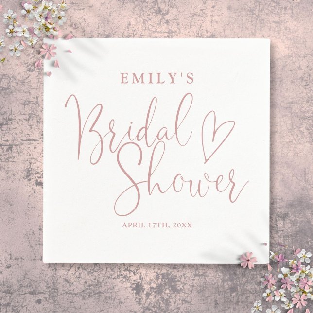 Dusty Rose Pink Script Calligraphy Bridal Shower Napkin (Dusty Rose Pink Script Calligraphy Bridal Shower Napkins)