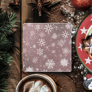 Dusty Rose Pink Snowflakes Elegant Winter Holiday Glass Coaster