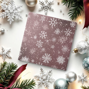Dusty Rose Pink Snowflakes Elegant Winter Holiday Tile