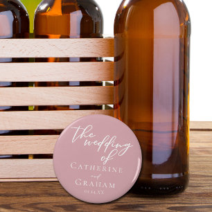 Dusty Rose Pink Typography Feminine Wedding Bottle Opener