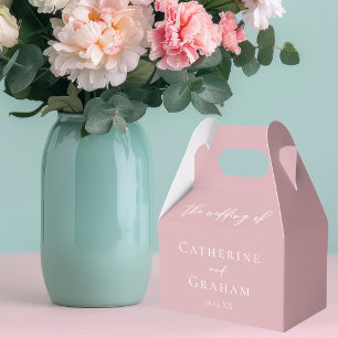 Dusty Rose Pink Typography Feminine Wedding Favor Box