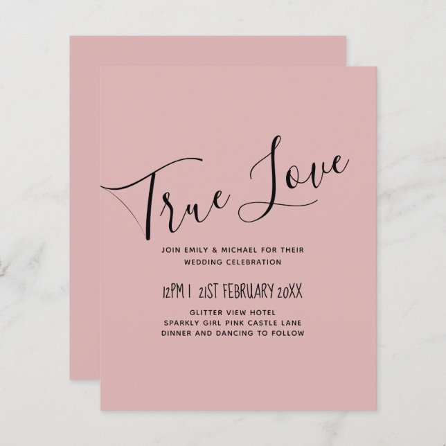 Dusty Rose Pink Wedding  (Front/Back)