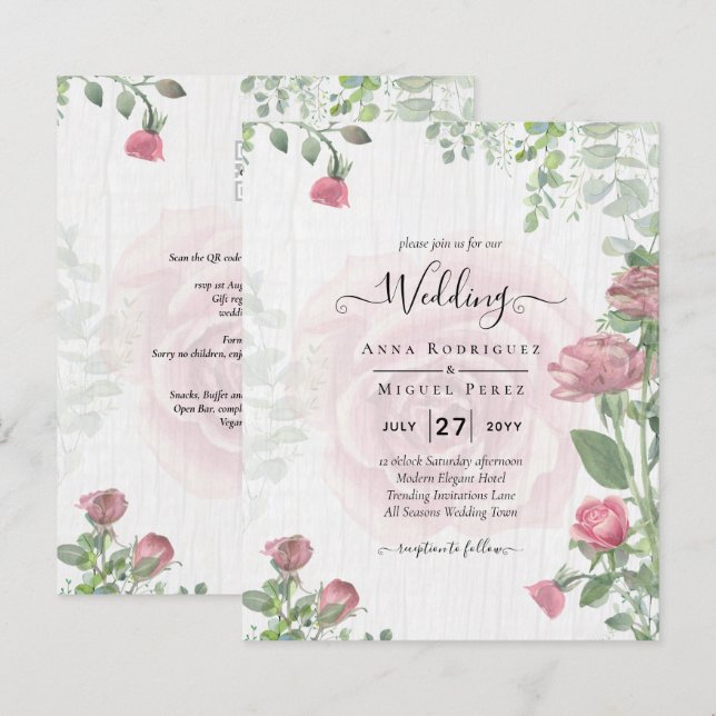 Dusty Rose Pink Wedding  (Front/Back)