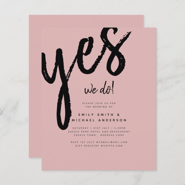 Dusty Rose Pink Wedding  (Front/Back)