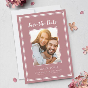 Dusty Rose Pink Wedding Engagement Picture Save The Date