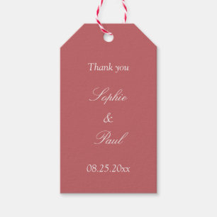 Dusty Rose Pink Wedding Favour Thank You Gift Tags
