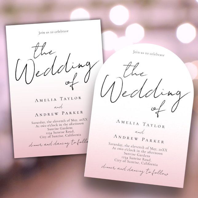 Dusty Rose Pink Wedding Invitation QR Code RSVP (Creator Uploaded)