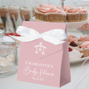 Dusty Rose Pink White Baby Shower Custom Favor Box