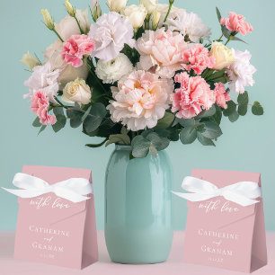 Dusty Rose Pink White Script Custom Wedding Favor Box