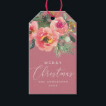 Dusty Rose Pink Winter Floral | Romantic Christmas Gift Tags<br><div class="desc">Infuse your holiday gifts with soft winter elegance using this dusty rose pink Christmas tag. Featuring delicate blush florals, dusky pink clay undertones, festive pine greenery, and graceful script typography, this design brings a romantic and refined feel to your seasonal wrapping. The warm tones create a charming contrast that’s both...</div>