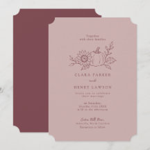 Dusty Rose Pumpkin Sunflower Wedding Invitation