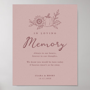 Dusty Rose Pumpkin Sunflower Wedding Memorial Sign