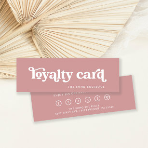 Dusty Rose   Retro Boho Typography Loyalty Card
