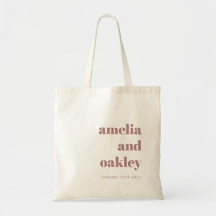 Dusty Rose Retro Custom Welcome Wedding Favour Tote Bag
