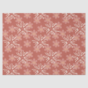 Dusty Rose Retro Flowers – Soft Botanical Pattern Tissue Paper