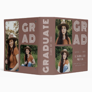Dusty Rose Retro Photo Graduation 3 Ring Binder