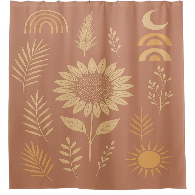 Dusty Rose Retro Shower Curtain (Front)
