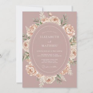 Dusty Rose Romantic Vintage Wedding Invitation