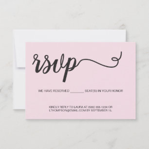 Dusty Rose rose RSVP Réservé mariage de siège