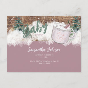 Dusty Rose Rustic Baby It's Cold Shower  Postcard
