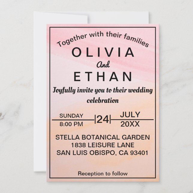 Dusty rose rustic chic Wedding Invitation (Front)