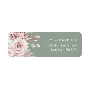 Dusty Rose & Sage, Blush Wedding Return Address