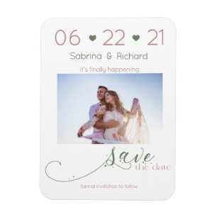 Dusty Rose & Sage Photo Minimalist Save the Date Magnet