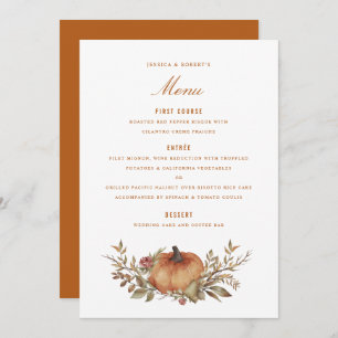 Dusty Rose Sage Rust Pumpkin Fall Wedding Menu