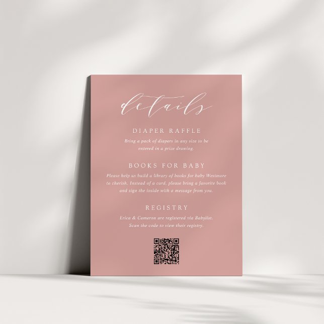 Dusty Rose Script Baby Shower Enclosure Card (Creator Uploaded)