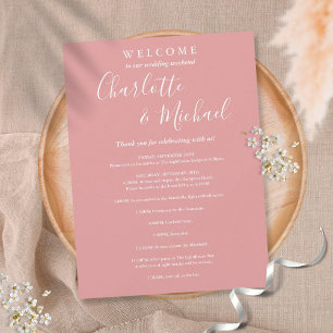 Dusty Rose Script Mariage invité Weekend Programme