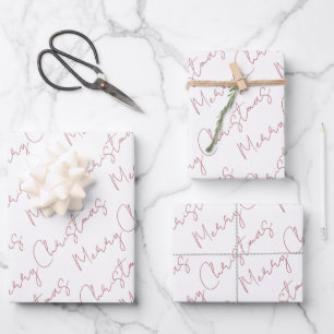 Dusty rose script typography Christmas holiday Wrapping Paper Sheet