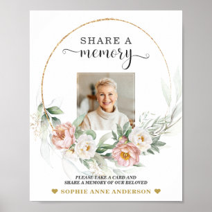 Dusty Rose Share a Memory Funeral Card Sign