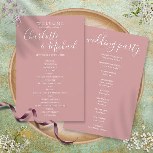 Dusty Rose Signature Script Wedding Program