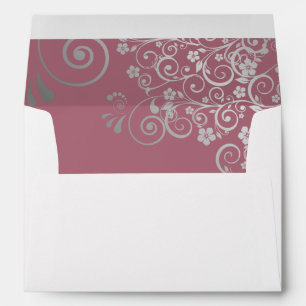 Dusty Rose Simple Elegant Filigree Wedding Envelope