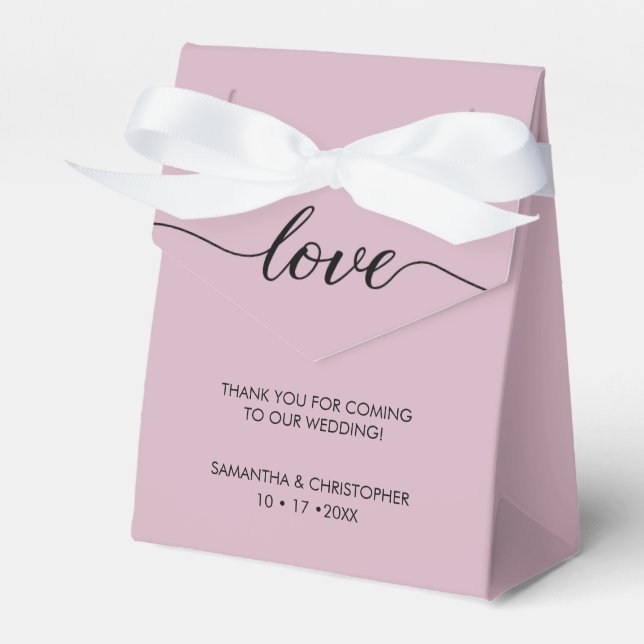 Dusty Rose Simple & Elegant Love Wedding ScrIpt  Favor Box (Front Side)