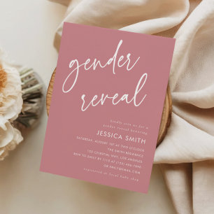 Dusty Rose Simple Minimalist Gender Reveal Party Invitation