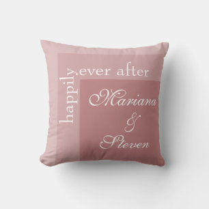 Dusty Rose Simple Modern Chic Script Wedding Throw Pillow
